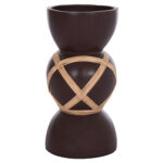 ΔΙΑΚΟΣΜΗΤΙΚΟ ΒΑΖΟ ΔΑΠΕΔΟΥ MAYNARD HM4672.07L TERRACOTTA ΣΟΚΟΛΑΤΙ-RATTAN Φ32x62.5Υεκ
