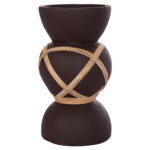ΔΙΑΚΟΣΜΗΤΙΚΟ ΒΑΖΟ ΔΑΠΕΔΟΥ MAYNARD HM4672.07S TERRACOTTA ΣΟΚΟΛΑΤΙ-RATTAN Φ27.5x50Υεκ - Image 4