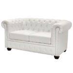 ΚΑΝΑΠΕΣ 2ΘΕΣΙΟΣ T.CHESTERFIELD HM3010.02 ΤΕΧΝΟΔΕΡΜΑ ΛΕΥΚΟ ΜΑΤ 155x90x73 εκ. - Image 2
