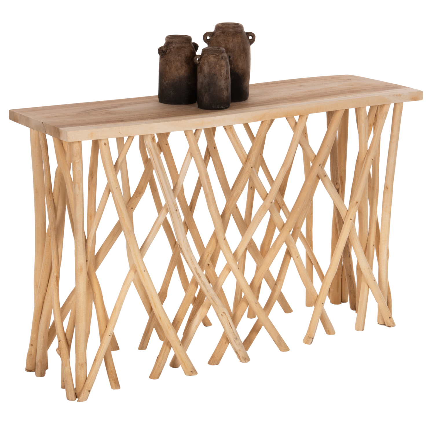 konsola-se-roystik-styl-kladia-teak-3ek- ΚΟΝΣΟΛΑ KRANT ΣΕ ΡΟΥΣΤΙΚ ΣΤΥΛ ΚΛΑΔΙΑ ΤEAK & 3εκ. ΕΠΙΦΑΝΕΙΑ 121X36X75Yεκ.HM9805 - Image 1