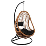 ΚΡΕΜΑΣΤΗ ΠΟΛΥΘΡΟΝΑ ΦΩΛΙΑ CALLIE HM5541.04 ΜΕ ΜΠΕΖ WICKER & ΜΑΥΡΑ ΜΑΞΙΛΑΡΙΑ Φ105Χ195Υ εκ.