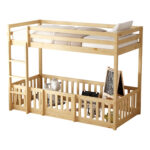 ΠΑΙΔΙΚΗ ΚΟΥΚΕΤΑ τ.MONTESSORI ΜΕ ΠΑΡΚΑΚΙ PLAYKID HM703.01 ΞΥΛΟ ΠΕΥΚΟΥ ΦΥΣΙΚΟ ΓΙΑ 190x90εκ