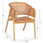 ΠΟΛΥΘΡΟΝΑ KENLEE HM9872 ΦΡΑΞΙΝΟΣ ΚΑΙ ΦΥΣΙΚΟ RATTAN RATTAN ΣΕ ΦΥΣΙΚΟ 57,5x55x81Yεκ. - Image 2