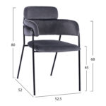 ΠΟΛΥΘΡΟΝΑΚΙ KELSO HM8521.01 ΒΕΛΟΥΔΟ ΣΚΟΥΡΟ ΓΚΡΙ & ΜΑΥΡΟ ΜΕΤΑΛΛΙΚΟ ΣΚΕΛΕΤΟ 52,5x52x80 cm - Image 2