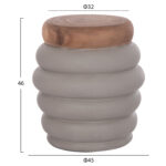 ΣΚΑΜΠΟ PUFFAT HM18172.03 FIBER CEMENT ΓΚΡΙ- ΞΥΛΟ TEAK TOP Φ45x46Υεκ. - Image 2