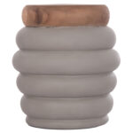 ΣΚΑΜΠΟ PUFFAT HM18172.03 FIBER CEMENT ΓΚΡΙ- ΞΥΛΟ TEAK TOP Φ45x46Υεκ. - Image 3