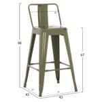 ΣΚΑΜΠΟ ΜΠΑΡ ΜΕΣΑΙΟΥ ΥΨΟΥΣ ΜΕΤΑΛΛΙΚΟ MELITA-PRO HM8574.43 DARK OLIVE GREEN 43x43x88Υεκ. - Image 2