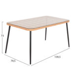 ΤΡΑΠΕΖΙ ΟΡΘΟΓΩΝΙΟ ALLEGRA HM5537.11 ΜΕΤΑΛ.ΜΑΥΡΟ-P.E. RATTAN ΦΥΣΙΚΟ 139,5x79,5x73Υεκ. - Image 2