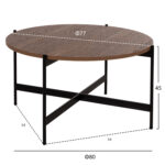 ΤΡΑΠΕΖΙ ΣΑΛΟΝΙΟΥ HM9588.04 MDF ΚΑΡΥΔΙ-ΜΑΥΡΗ ΜΕΤΑΛΛΙΚΗ ΒΑΣΗ Φ80x45Υεκ. - Image 2