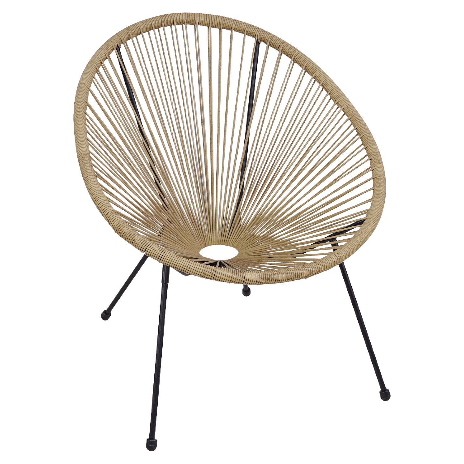 Πολυθρόνα Κήπου ArteLibre SATURN Φυσικό/Μαύρο Μέταλλο/Rattan 72x78x89cm