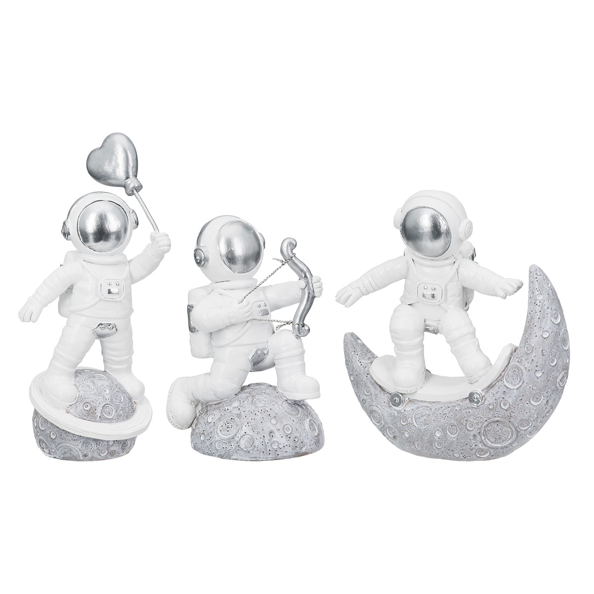 55132gilde-4 Figure Astronaut Poly White Silver Ποικιλία 3 φορές 11X5X12Cm 11X5X12Cm - Image 1