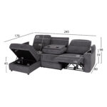 ΚΑΝΑΠΕΣ ΑΡΙΣΤΕΡΗ ΓΩΝΙΑ SYNTHIA HM3308.03L ΑΝΑΚΛΙΣΗ & ΑΠΟΘ.ΧΩΡΟΣ--ΓΚΡΙ 245x170x98Υεκ - Image 2