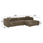 ΚΑΝΑΠΕΣ ΓΩΝΙΑ (ΔΕΞΙΑ) LYKKE HM3326.03R ΠΡΑΣΙΝΟ ΥΦΑΣΜΑ 280x89-165(η γωνία)x70Υεκ - Image 3