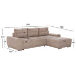 ΚΑΝΑΠΕΣ ΚΡΕΒΑΤΙ ΔΕΞΙΑ ΓΩΝΙΑ COMFYRA HM3336.03R ΜΠΕΖ ΥΦΑΣΜΑ 270x181x75Υεκ - Image 3