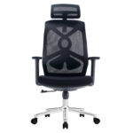 ΚΑΡΕΚΛΑ ΓΡΑΦΕΙΟΥ FLEXORA HM1213.01 ΜΑΥΡO MESH-ΒΑΣΗ ΧΡΩΜΙΟΥ 60x63x125Υεκ - Image 3