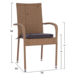 ΠΟΛΥΘΡΟΝΑ ΜΕΤΑΛΛΙΚΗ ANISHA HM5685.02 ΜΕ ΜΑΞΙΛΑΡΙ WICKER ΚΑΦΕ-ΜΟΚΑ ΣΤΟΙΒ/ΜΕΝΗ 56x60x94 εκ. - Image 2