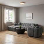 ΣΕΤ ΚΑΝΑΠΕΣ ΓΩΝΙΑ (ΑΡΙΣΤΕΡΗ)-ΠΟΛΥΘΡΟΝΑ LOUNGE LYKKE HM10820.01L ΓΚΡΙ ΥΦΑΣΜΑ - Image 2