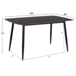ΤΡΑΠΕΖΙ RAVEN HM18149.02 ΚΕΡΑΜΙΚΟ TOP ΜΕ ΟΨΗ ΜΑΥΡΟ ΜΑΡΜΑΡΟ 140x80x74Υεκ. - Image 2
