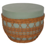 ΤΡΑΠΕΖΙ ΣΑΛΟΝΙΟΥ VILHENA HM18165 FIBER CEMENT ΠΡΑΣΙΝΟ-RATTAN ΦΥΣΙΚΟ Φ56x47Υεκ.