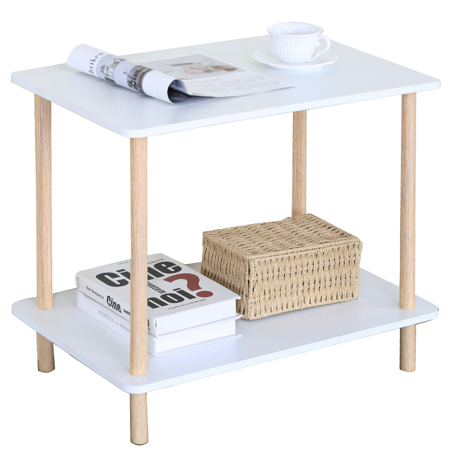Βοηθητικό Τραπεζάκι ArteLibre RENITA Δρυς/Λευκό MDF/Ξύλο 60x40x52.5cm